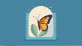 One stamp shows a butterfly emerging from a co representing the transformative process that the individual has undergone Royalty Free Stock Photo