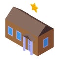 One star house hotel icon isometric vector. Corporate book