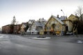 One of Stavanger city streets with traditional old scenic wooden houses