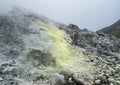 A fumerole with sulfur deposit on Mt. Sibayak, Indonesia.