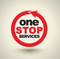 One stop services with red arrow circle.