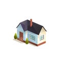 One-storey family house low poly isometric isolated home illustration