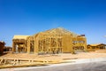 One Level Home In Framing Stage Of Construction Royalty Free Stock Photo