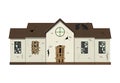 One-story old dilapidated house before renovation. Cartoon style. Vector illustration.