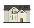 One-story old dilapidated house before renovation. Cartoon style. Vector illustration.