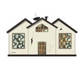 One-story old dilapidated house before renovation. Cartoon style. Vector illustration.