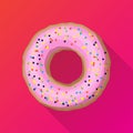 One strawberry donut with pink sprinkles
