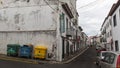 One of streets in center of Ponta Delgada, Sao Miguel Island, Portugal. Royalty Free Stock Photo
