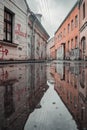 Water reflection in old town of Kaunas