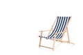 one striped beach chair, isolated on white Royalty Free Stock Photo