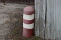 One striped iron red white pole Royalty Free Stock Photo