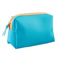 Stylish light blue cosmetic bag on a white background. Royalty Free Stock Photo