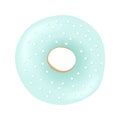 One sweet blue donut with dotted icing and sprinkles isolated on white background. Vector illustration Royalty Free Stock Photo