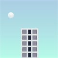 One tall building in the future fantasy world vector illustration. big building and small planet with soft blue sky background Royalty Free Stock Photo