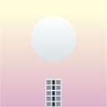 One tall building in the future fantasy world vector illustration. small building and big planet with soft sky background design Royalty Free Stock Photo