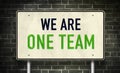 We are ONE TEAM. Roadsign illustration