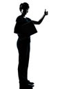 One teenager silhouette carrying laptop thumb Royalty Free Stock Photo