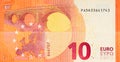 One ten Euro bill. 10 euro banknote. The euro is the official currency of the European Union Royalty Free Stock Photo