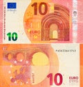 One ten Euro bill. 10 euro banknote. The euro is the official currency of the European Union Royalty Free Stock Photo