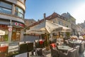 Street restaurant in the center of old Brasov in Romania Royalty Free Stock Photo