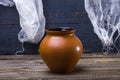 One terra-cotta brown clay pot Royalty Free Stock Photo