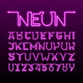 One thin single continuous line neon tube font