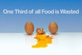 One third of all food is wasted text, 3 eggs