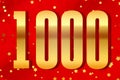 1000 one thousand Gold number count template poster. icon award Royalty Free Stock Photo