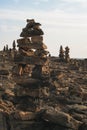 Rock formation made by man and sunset in Punta gallinas, Colombia Royalty Free Stock Photo