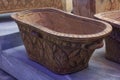 One of three bathtub larnakes decorated with papyrus flowers, a scale pattern, an octopus, spirals and motifs. On the inner side