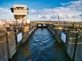 One of the three locks at Cardiff Barrage in Cardiff, Wales, UK