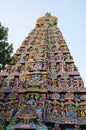 Colorful idols on the Gopuram, Sarangapani Temple, Kumbakonam, Tamil Nadu, India.