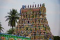 Colorful idols on the Gopuram, Sarangapani Temple, Kumbakonam, Tamil Nadu, India.