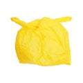 one tied yellow plastic bag isolated on white Royalty Free Stock Photo