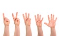 One to five fingers count hand gesture isolated Royalty Free Stock Photo