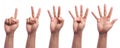 One to five fingers count hand gesture isolated Royalty Free Stock Photo