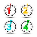 One to Four Minutes Clock Set Isolated on White Background