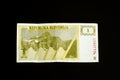 One 1 tolar bill of Slovenia, first paper bank note introduced after declaring independance