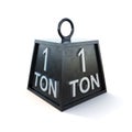 One 1 ton weight isolated on white background. 3d rendering Royalty Free Stock Photo