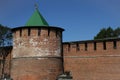 One of the towers and a fragment of the fortress wall of the Nizhny Novgorod Kremlin, Russia