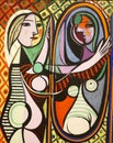 Photo of the original painting by Pablo Picasso: `Girl before a mirror`