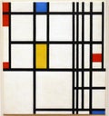 Photo of the original painting by Piet Mondrian: `Composition in Red, Blue, and Yellow`