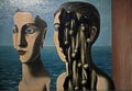 Photo of the original painting: `The double Secret` by Rene Magritte