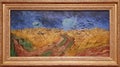 Photo of the original painting: `Wheatfield with Crows` by Vincent Van Gogh.