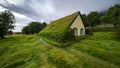 One of the turfed roof church of Iceland Royalty Free Stock Photo