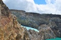 One of the turquoise green kelimutu lakes. Kelimutu consists of 3 lakes that change color. Sometimes, are blue, green, and black, Royalty Free Stock Photo