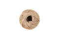 One twisted coil of brown fluffy threads for knitting isolated on white