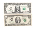 One and two dollars Royalty Free Stock Photo