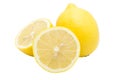 One and Two halves of lemon on white background Royalty Free Stock Photo
