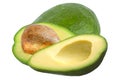 One and two pices avocado isolated Royalty Free Stock Photo